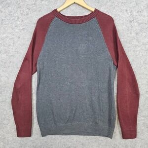 Banana Republic Men's Gray‎ & Burgundy Sweater Size M Crewneck Wool Blend Knit